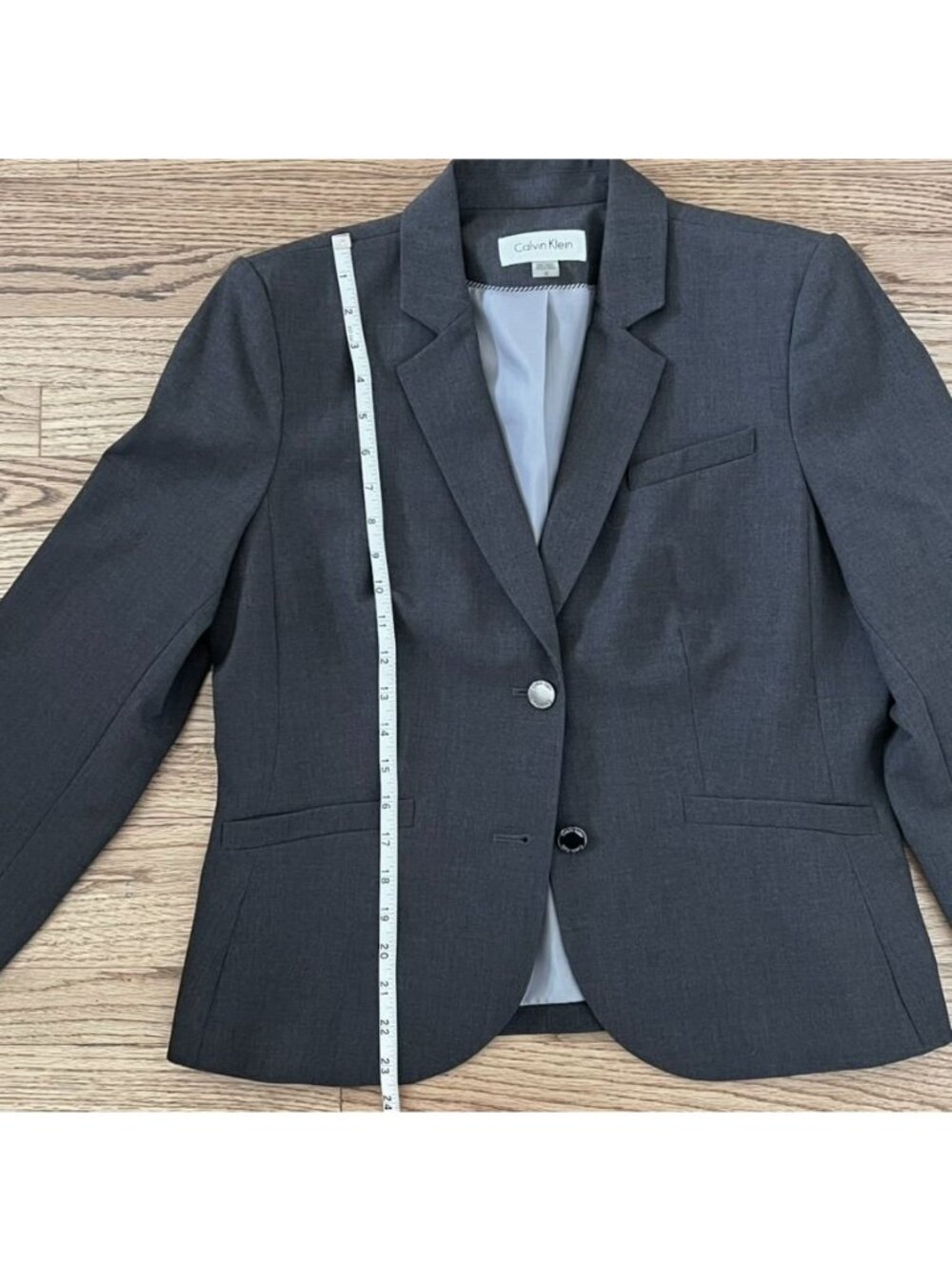 Calvin Klein Womens Sz 12 Gray Blazer Classic Office Going Out Ivy Style Capsule - Picture 10 of 14